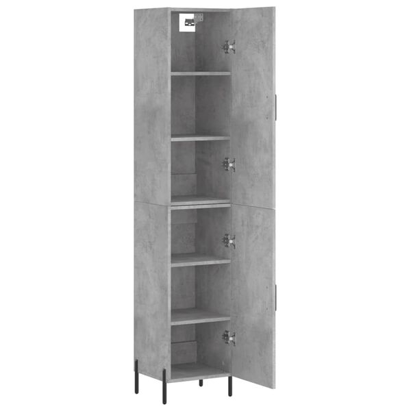 vidaXL Highboard betonggr&aring; 34,5x34x180 cm konstruert tre