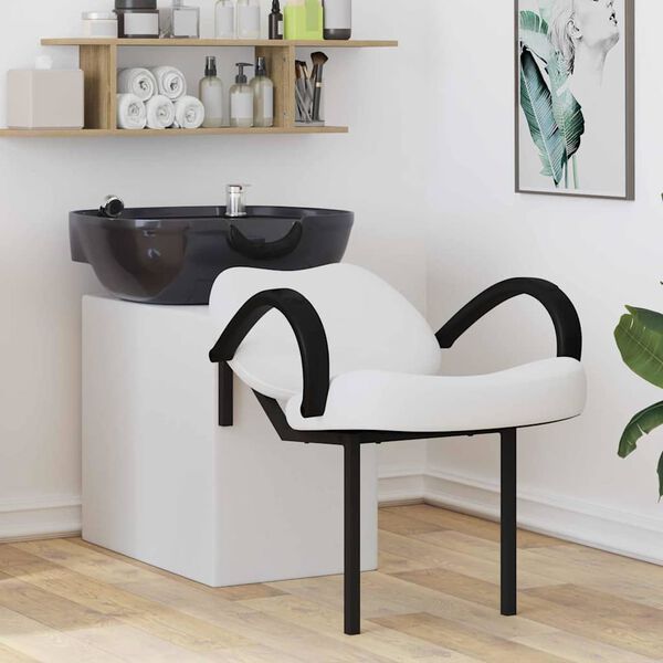 vidaXL Sjampo Stol Hvit og svart 63 x 141 x 92 cm PVC