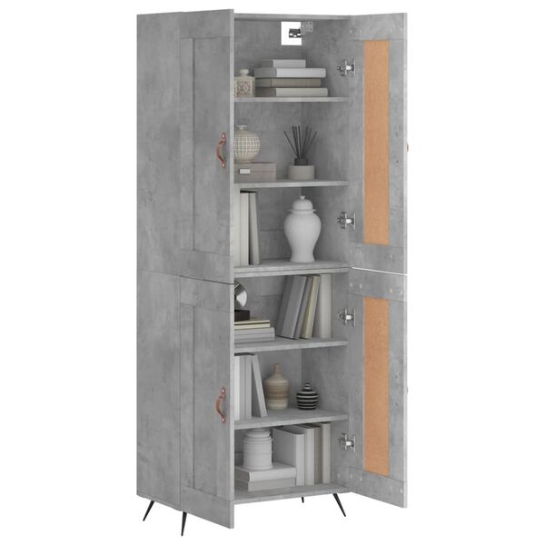 vidaXL Highboard betonggr&aring; 69,5x34x180 cm konstruert tre