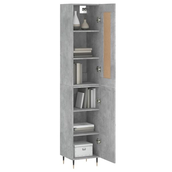 vidaXL Highboard betonggr&aring; 34,5x34x180 cm konstruert tre