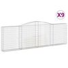 vidaXL Gabionkurver buede 9 stk 400x30x120/140 cm galvanisert jern
