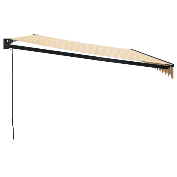 vidaXL Uttrekkbar markise gul og hvit 5x3 m stoff og aluminium