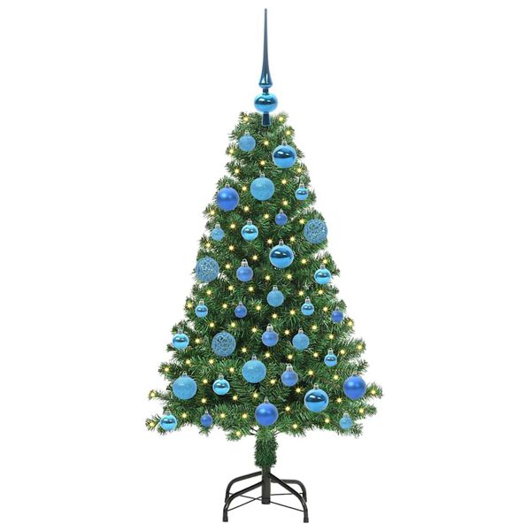 vidaXL Kunstig juletre med 150 LED gr&oslash;nn 120 cm PVC og St&aring;l og Plast