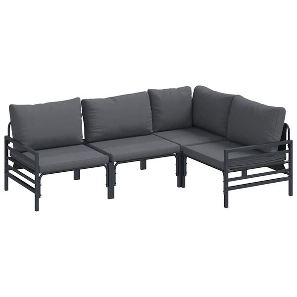vidaXL Hagesofa Set med pute 4 pcs Antrasitt Stål