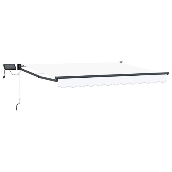 vidaXL Manuell utvidbar markise med LED-lamper Hvit 3 x 2,5 m