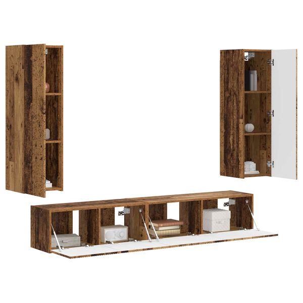 vidaXL TV-benksett Veggmontert 3 pcs Gammelt tre Konstruert tre