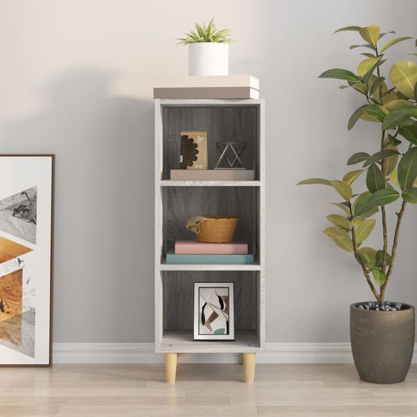 vidaXL Skjenk gr&aring; sonoma 34,5x32,5x90 cm konstruert tre