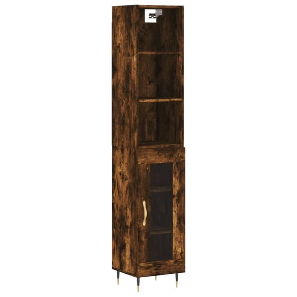 vidaXL Highboard r&oslash;kt eik 34,5x34x180 cm konstruert tre