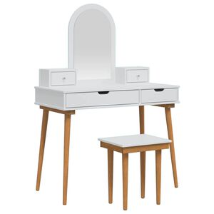 vidaXL Sminkebordsett FAUSKE 5 stk. Hvit 100 x 50 x 143 cm