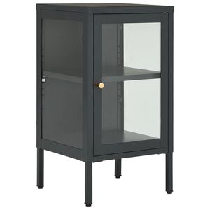 vidaXL Skjenk antrasitt 38x35x70 cm st&aring;l og glass