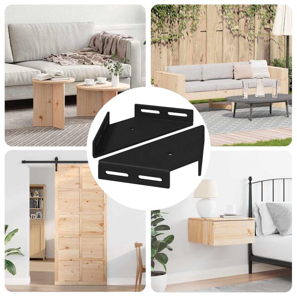 vidaXL Hj&oslash;rnest&oslash;tte 2 pcs Svart 138,5 x 50,5 x 16 mm Jern