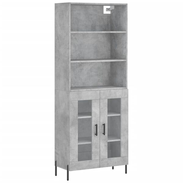 vidaXL Highboard betonggr&aring; 69,5x34x180 cm konstruert tre