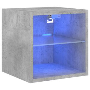 vidaXL Vegghengt TV-benk med LED-lys betonggr&aring; 30x28,5x30 cm