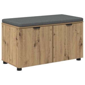 vidaXL Gangbenk med pute med hylle med d&oslash;r Artisan Eik 80 x 38 x 46 cm