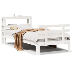 vidaXL Sengeramme med hodegavl hvit 75x190 cm heltre furu
