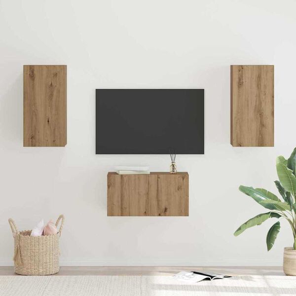 vidaXL TV-benksett 3 pcs artisan eik 60 x 30 x 30 cm Konstruert tre