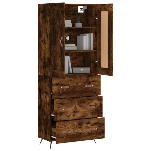 vidaXL Highboard r&oslash;kt eik 69,5x34x180 cm konstruert tre