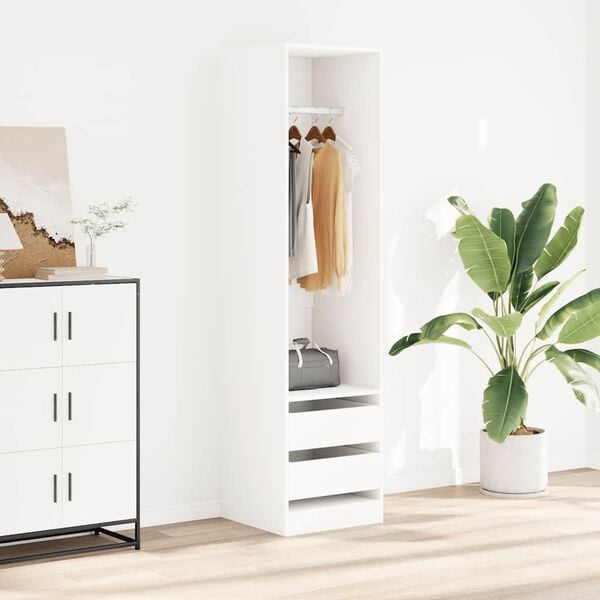 vidaXL Garderobe med skuffer hvit 50x50x200 cm konstruert tre