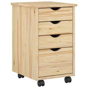 vidaXL Rullende skap med hjul Brun 34 x 39 x 56 cm Massiv furu