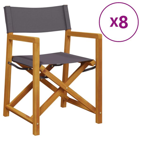 vidaXL Sammenleggbare hagestoler 8 stk m&oslash;rkegr&aring; stoff