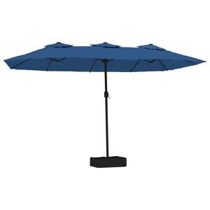 vidaXL Hageparasoll dobbelt hode med LED asurbl&aring; 449x265 cm