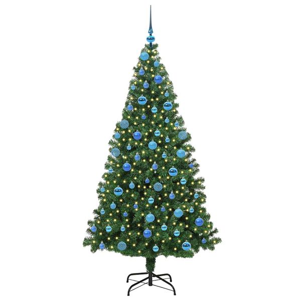 vidaXL Kunstig juletre med 300 LED grønn 180 cm PVC og Stål og Plast