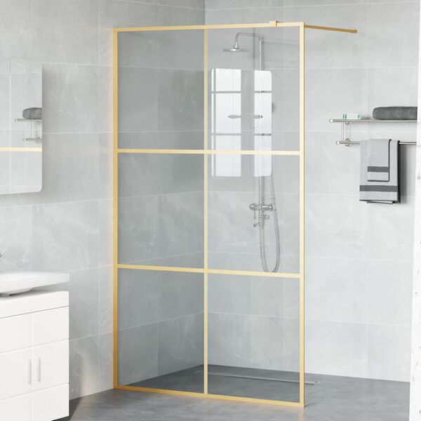 vidaXL Walk-in Dusjvegg Gull 115 x 195 cm herdet glass