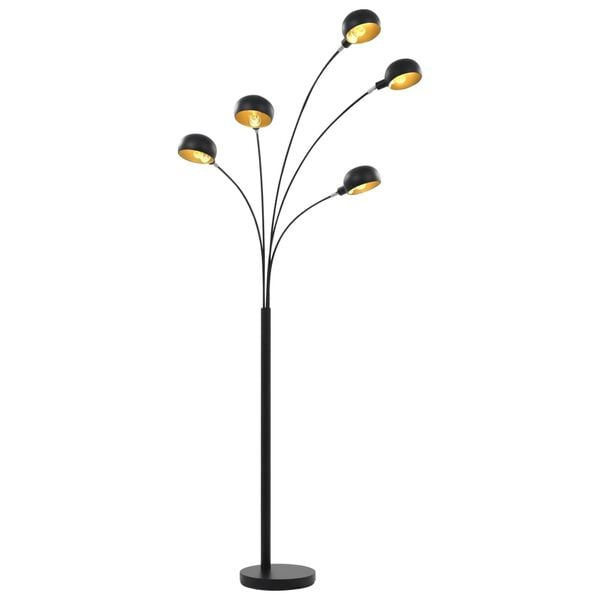 vidaXL Stående lampe 200 cm 5 x E14 svart og gull