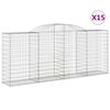 vidaXL Gabionkurver buede 15 stk 300x50x120/140 cm galvanisert jern