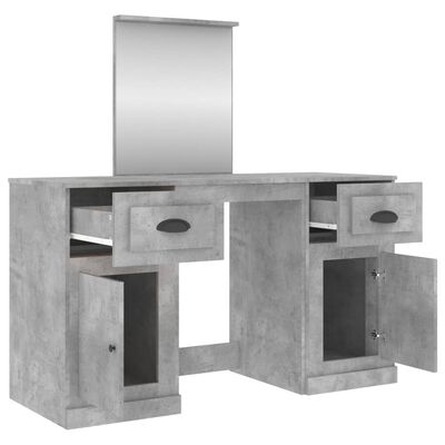 vidaXL Sminkebord med speil betonggrå 130x50x132,5 cm