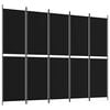 vidaXL Romdeler 5 paneler svart 250x200 cm stoff