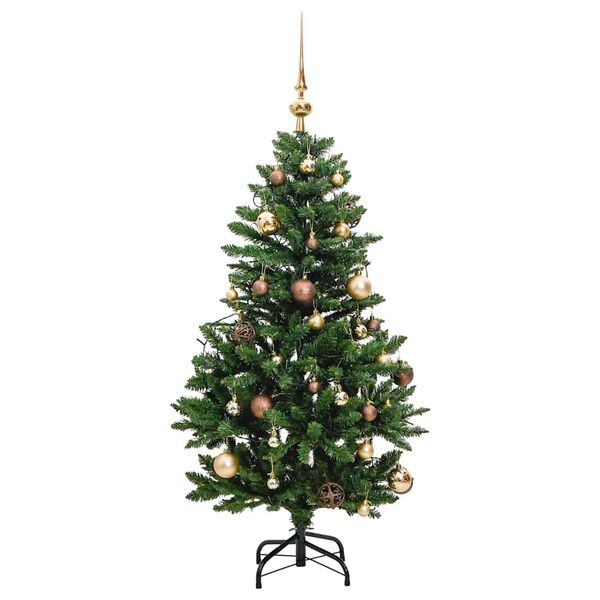 vidaXL Kunstig hengslet juletre med 150 LED og kulesett 120 cm