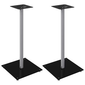 vidaXL H&oslash;yttalerstativ 2 stk svart og s&oslash;lv herdet glass 1 s&oslash;yledesign