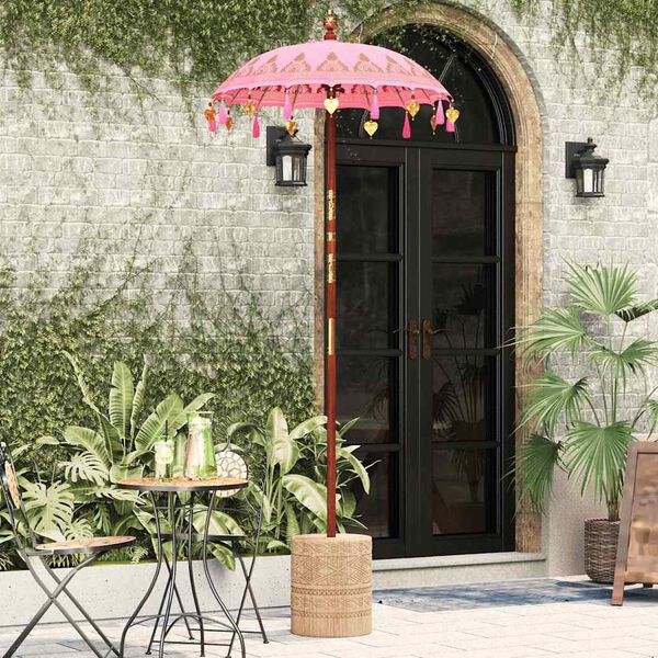 vidaXL Balinesisk Parasol Rosa 95 x 95 x 260 cm