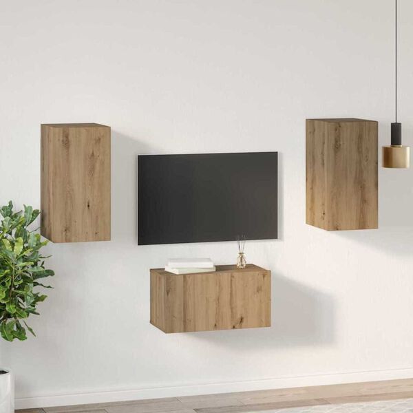 vidaXL TV-benksett 3 pcs artisan eik 60 x 30 x 30 cm Konstruert tre