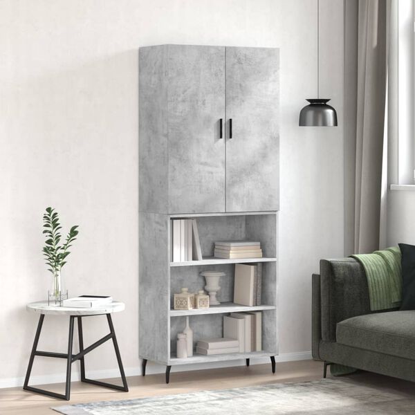 vidaXL Highboard betonggr&aring; 69,5x34x180 cm konstruert tre