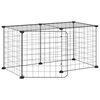 vidaXL Dyrebur 8 paneler med d&oslash;r svart 70x35x35 cm st&aring;l