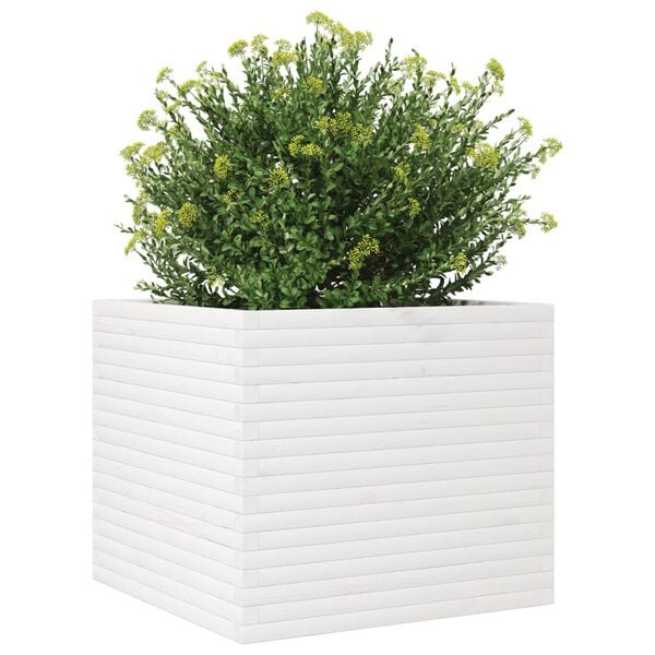 vidaXL Plantekasse hvit 80x80x68,5 cm heltre furu