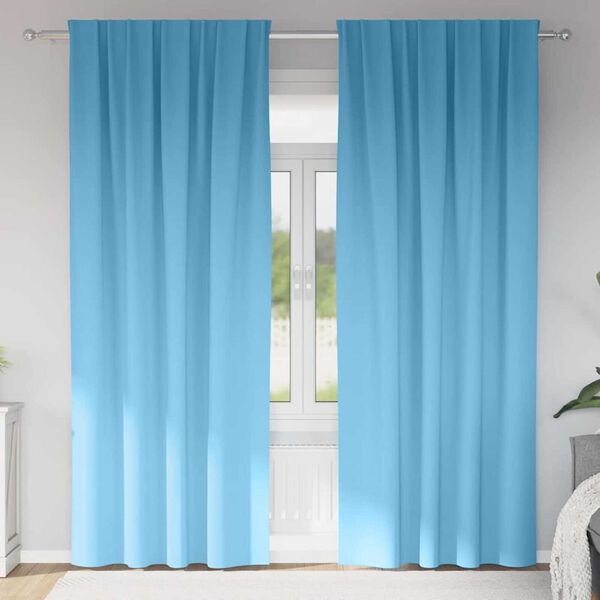 vidaXL M&oslash;rkleggende Gardiner med Ringer 2 pcs Lys bl&aring; 225 x 140 cm