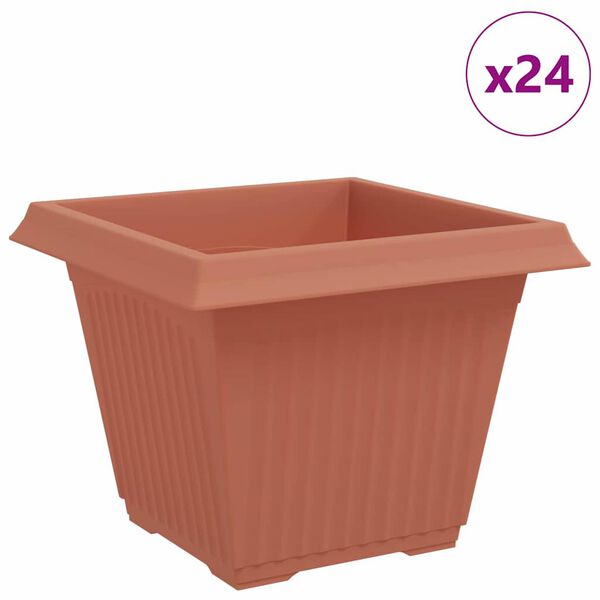 vidaXL Firkantet Blomsterpotte 24 pcs Klinker R&oslash;d 43 x 43 x 33.5 cm