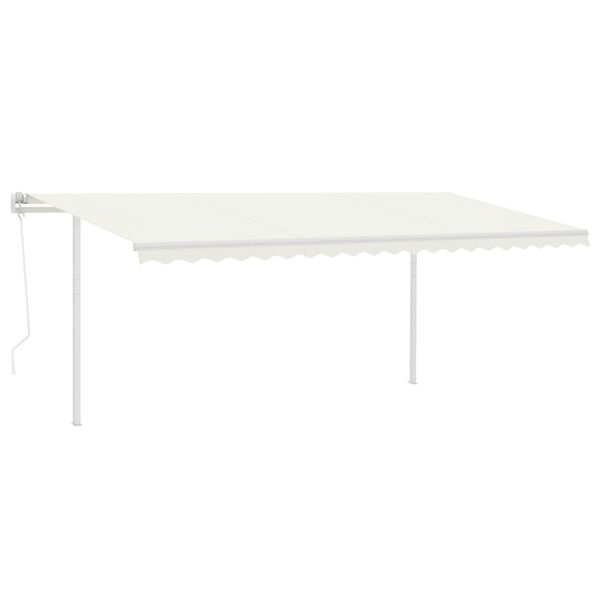 vidaXL Automatisk markise med vindsensor og LED 5x3 m kremhvit