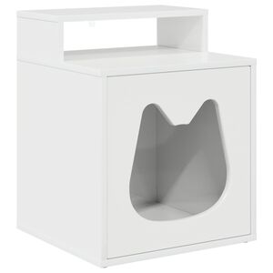 vidaXL Katt Hus Glanset Hvit 42,5 x 40 x 53,5 cm Konstruert tre