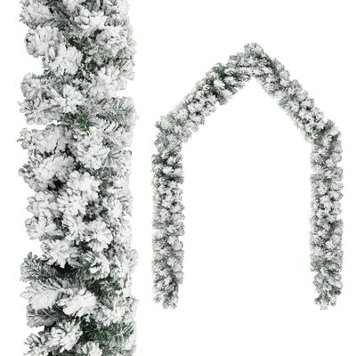 vidaXL Julekrans med flokket snø grønn 10 m PVC
