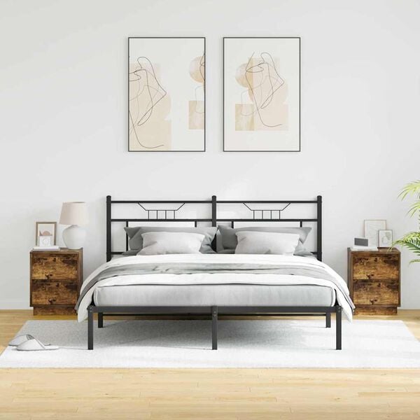 vidaXL Nattbordskap 2 pcs R&oslash;kt eik 39 x 34,5 x 50 cm Konstruert tre