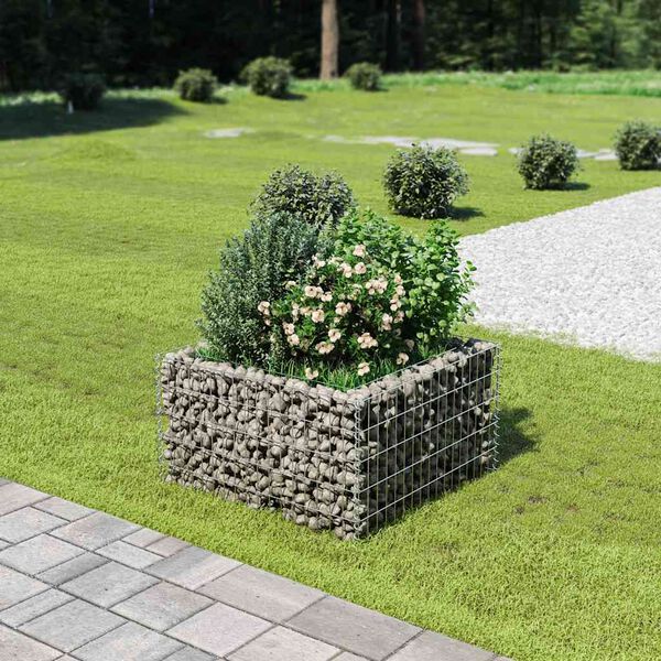 vidaXL Gabion h&oslash;ybed galvanisert st&aring;l 90x90x50 cm