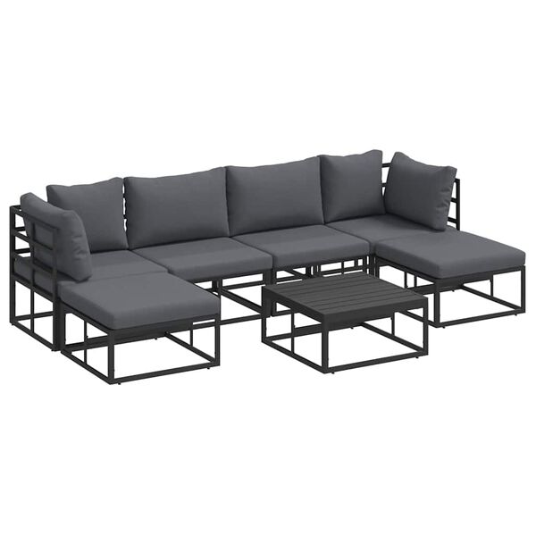 vidaXL Hagesofa Set med pute Svart Aluminium