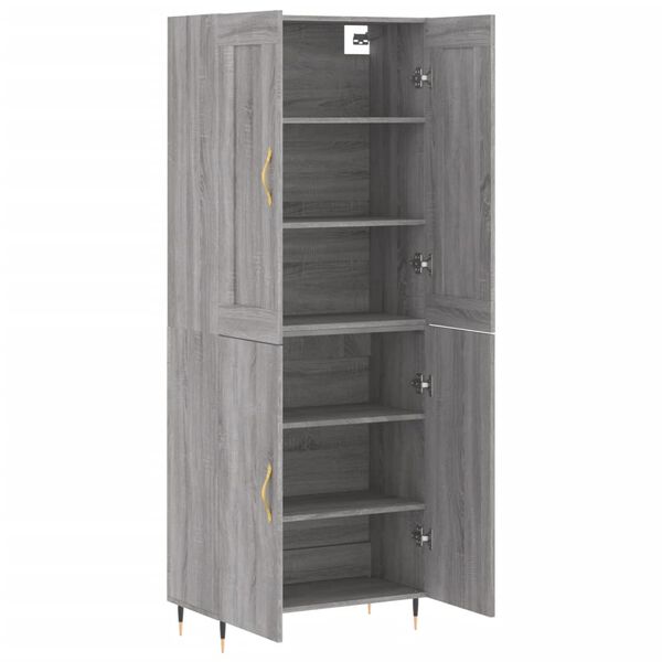 vidaXL Highboard gr&aring; sonoma 69,5x34x180 cm konstruert tre