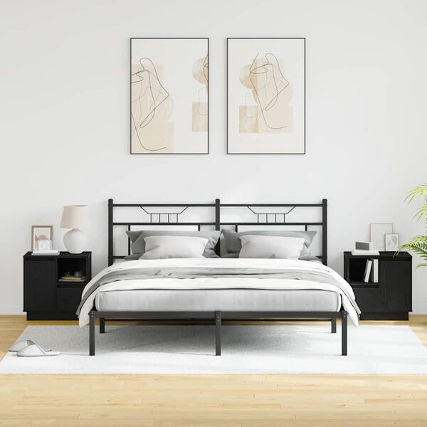 vidaXL Nattbordskap 2 pcs Svart Eik 50 x 34,5 x 50 cm. Konstruert tre