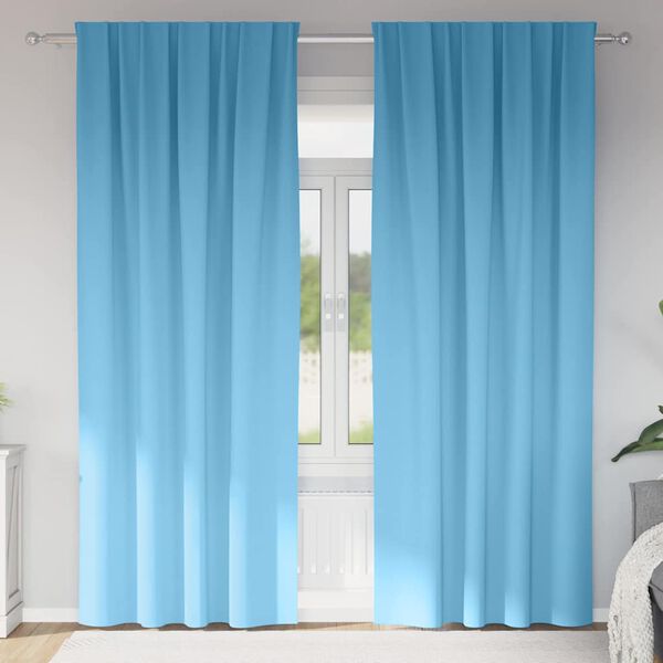 vidaXL M&oslash;rkleggende Gardiner med Ringer 2 pcs Lys bl&aring; 245 x 140 cm