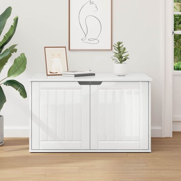 vidaXL Katt Hus Glanset Hvit 85 x 55 x 50,5 cm Konstruert tre